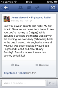 I write to Frightened Rabbit to say hi!